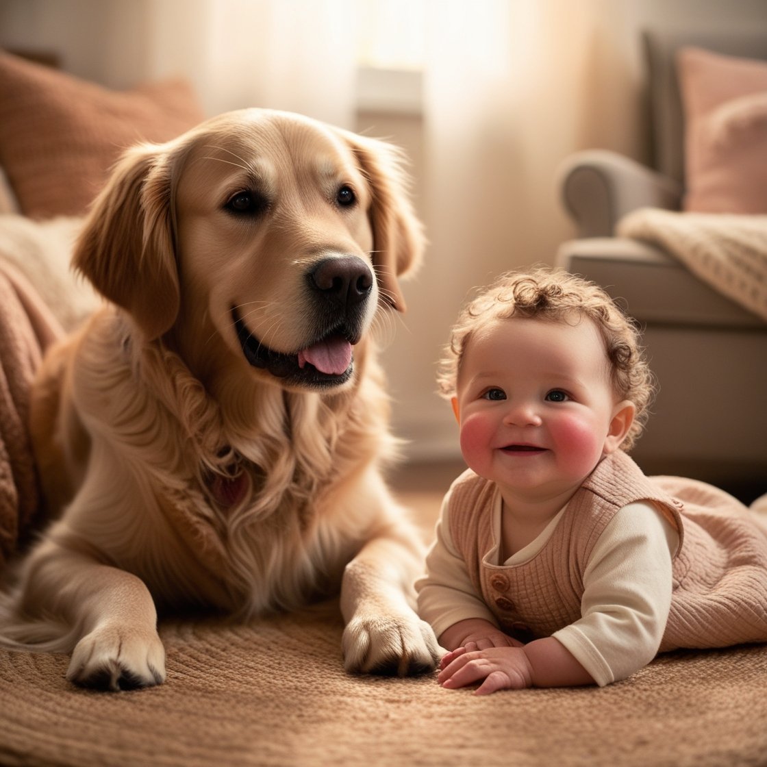 Cooper the Golden Gently Meets His 1-Year-Old Niece: A Heartwarming Encounter